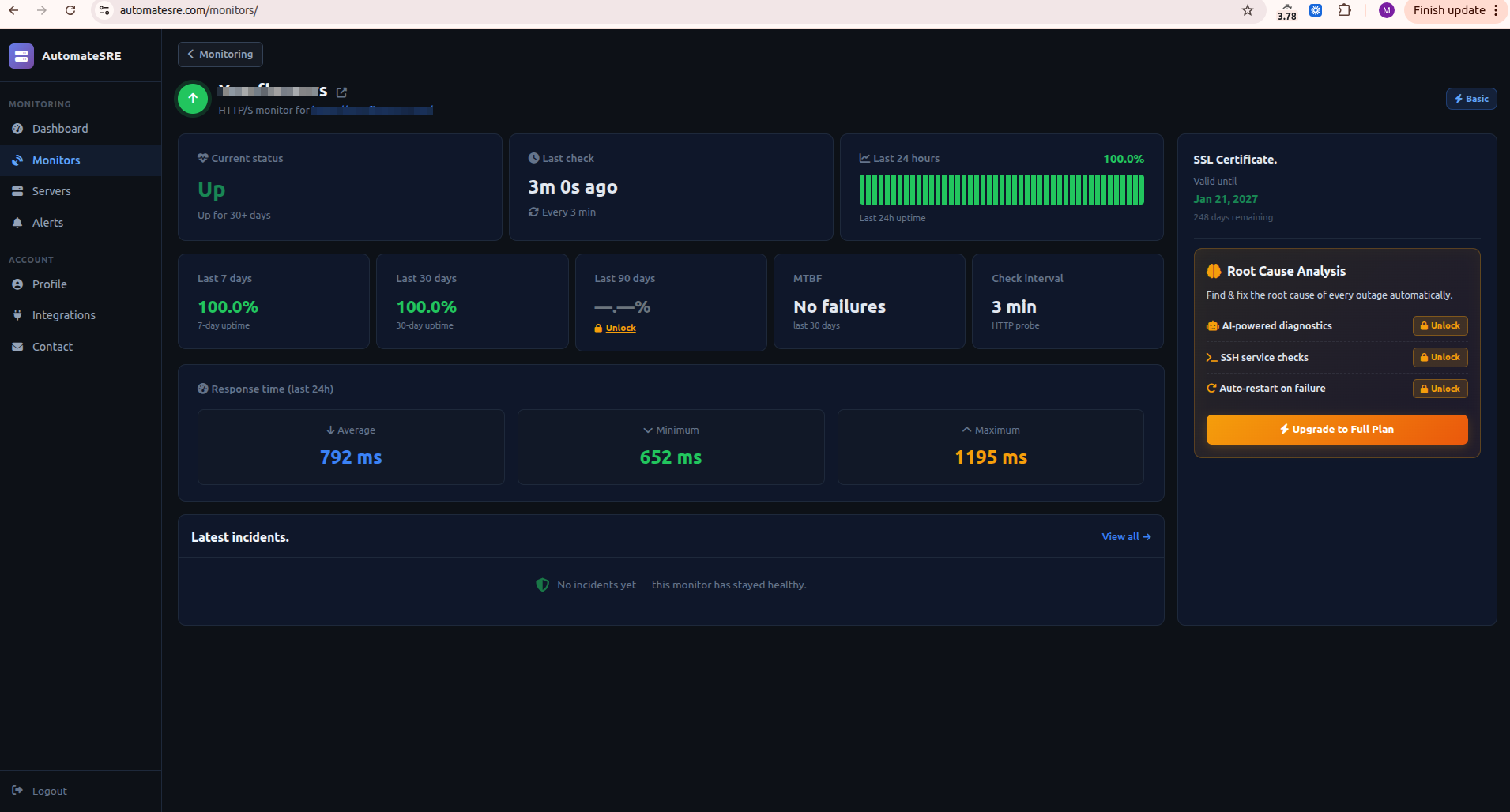 Per-site monitor view